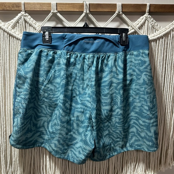 Under Armour Teal Patterned Women's Athletic Shorts with Wide Waistband - Picture 2 of 3